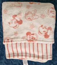 Primark Minnie Mouse Daisy Duck Blanket Double Sided stripes pink Used