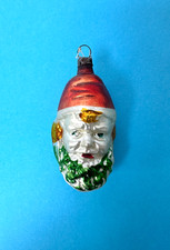 Antique Glass Christmas Decoration Bauble ~ Figural Santa Head ~ Vintage