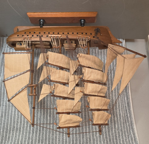 Wooden sailing ship model with - wooden,