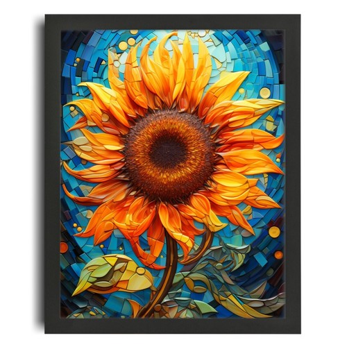 Stained glass sunflower wall - glass,