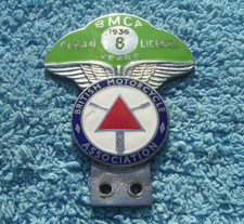 VINTAGE 1936 BRITISH MOTORCYCLE ASSOCIATION CAR BADGE~PRE WAR GB BSA/ NORTON/AJS