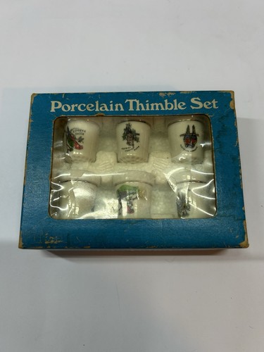 Vintage porcelain thimble set - thimble,