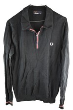 FRED PERRY Black LS Polo Shirt size M Mens Cotton Casual Outdoors Outerwear