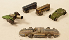 Collection of 3 Tin Plate Cars/Busses, 1 Die Cast Racing Car & Tin Plate Cannon