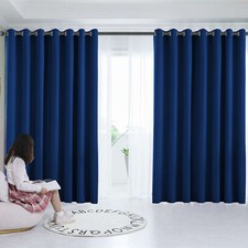 Thermal Thick Blackout Curtains Ready Made Eyelet Ring Top Curtain Pair Tiebacks