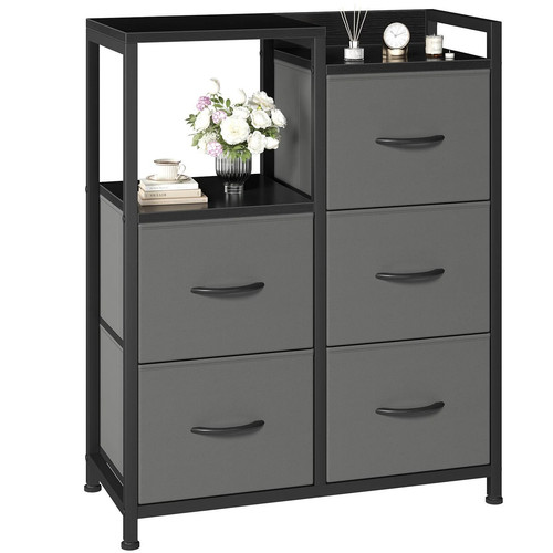 Five drawer fabric paneled - five-drawer, fabric-paneled