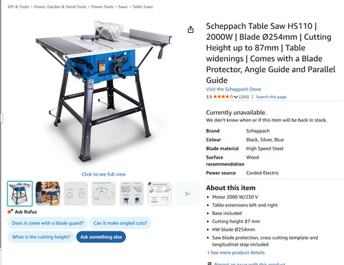 Scheppach hs110s table saw - hs110s,