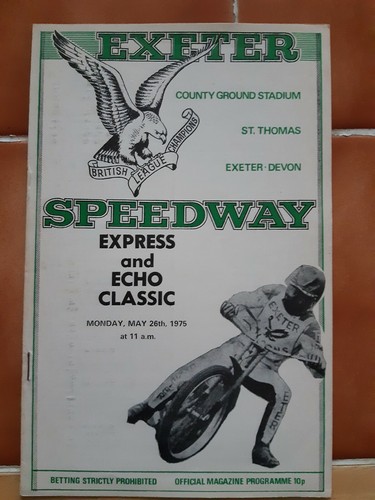 Exeter speedway programme - speedway,