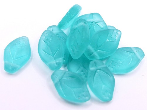 Czech glass leaf drop - (mm),