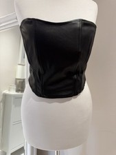 Bershka Faux Leather Bustier Corset Top  Size S Black