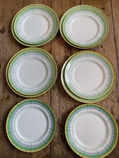Job Lot 10 Art Deco Scotch Ivory 8” & 9”PLATES Green Yellow Grey Circles