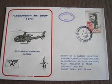 1972 Flown cover by Gazelle Helicopter from France-Farnborough air show....17e
