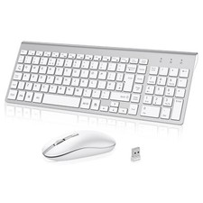Cimetech 2.4G Wireless Keyboard & Mouse, Ergonomic, Silent - Black + Silver