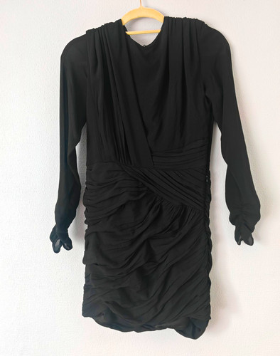 Zara black ruched - black, v-neck