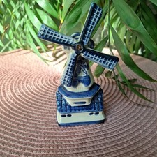 Delfts Holland Windmill - Dutch Porcelain - Blue Delftware Hand Painted Windmill