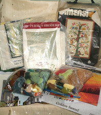 PART STARTED TAPESTRY, WOOL WORK KITS, TREE OF LIFE, LEMONS & GRAPES, 6 TO MAKE