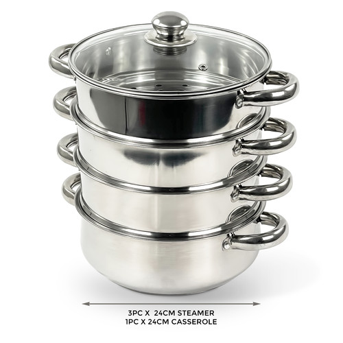 24cm 5pc steamer cooker pot - 24cm,