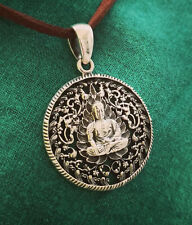 Large Dreamlike 925 Silver Buddha Coin Pendant/AMULET from Nepal
