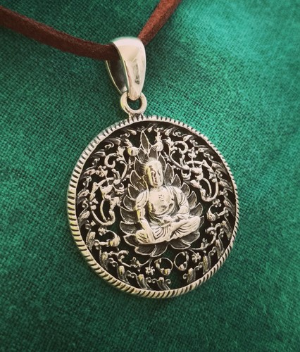 Large coin pendant buddha - large,