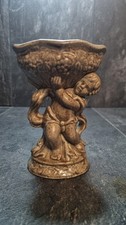 Vintage Royal Wessex Cherub Pottery Figurine Ornament Tea Light Holder Brown 5" 