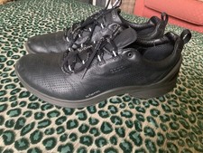 Ecco Biom Ladies Lace Up Trainers Shoes 39 UK Size 6 Black Leather Used