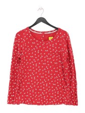 FatFace Women's Top UK 12 Red Cotton with Lyocell Modal Basic