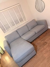 Large Grey L Shape Sofa With