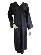 Ladies Regular Plain Pocket Twill Linen Blend Abaya/Jilbab/Maxi Black size 52-58