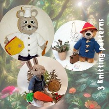 Bundl knitting patterns, Original Chef Mouse,  Bear Paddi  and Peter Rabbit sale