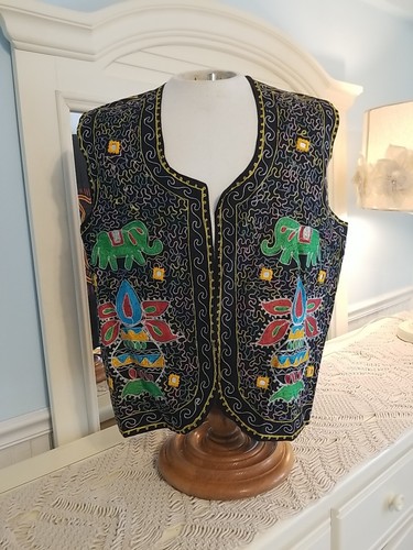 Black embroidered mirror vest - embroidered,