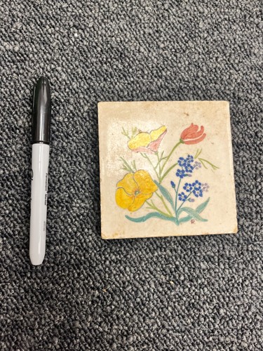 Floral ceramic tile yellow - tile,