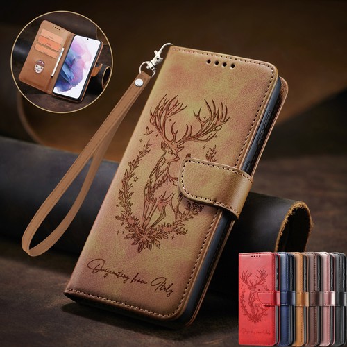 Leather strap elk deer wallet - elk,