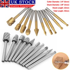 10PCS 1/8" Tungsten Carbide Cutting Carving Rotary Burr Bit Set for Dremel Tool