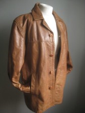 TAN LEATHER JACKET COAT 44