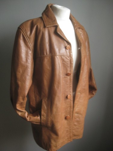 Tan leather jacket - coat, 44
