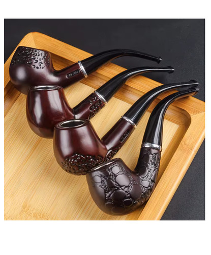 Wooden tobacco pipe patterned - wooden,
