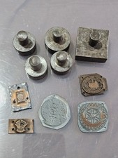 Vintage Metal Printing Blocks, Seals, Stamps Bundle. Rotary Club, Monogram.