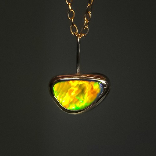 14k gold opal doublet - opal, pendant
