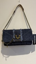 True Religion Frayed Denim Mini Flap Crossbody Handbag Brand New