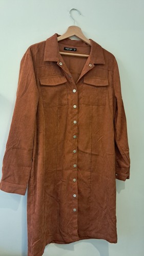 Brown corduroy shirt dress