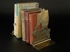 Pair of Brass Folding Sailing Ship Book Ends