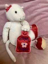 Jellycat Retired Rare White Kitty Cat With Red Slippers, Bow & Hot Water Bottle