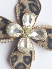 Vintage Keyring Gold Metal Bling Rhinestone Diamante Crystal Gems floral 70s pen