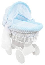 White wicker wheels crib baby - white,