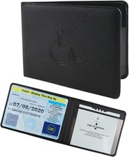 Disabled Badge and Timer Holder, PU Leather Blue Wallet N-black 