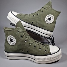 Converse All Star Lift Trainers Utility Green Suede Chuck Taylor Size 7 Shoes