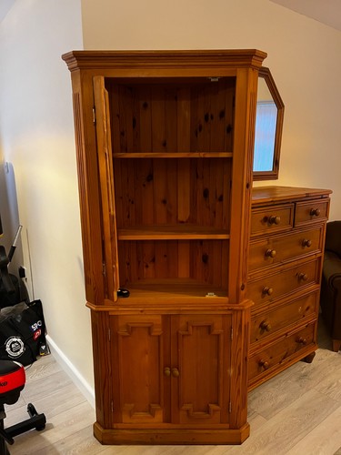 Pine corner display cabinet - pine,