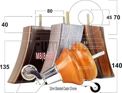 Wood furniture castor legs - furniture,