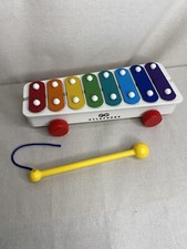 Plastic Xylophone Musical Toy Music Instrument Rainbow 8 Note Wheels Travel Kids