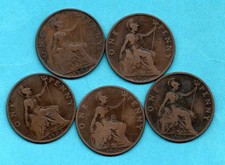 5 X 1902 LOW TIDE PENNY COINS